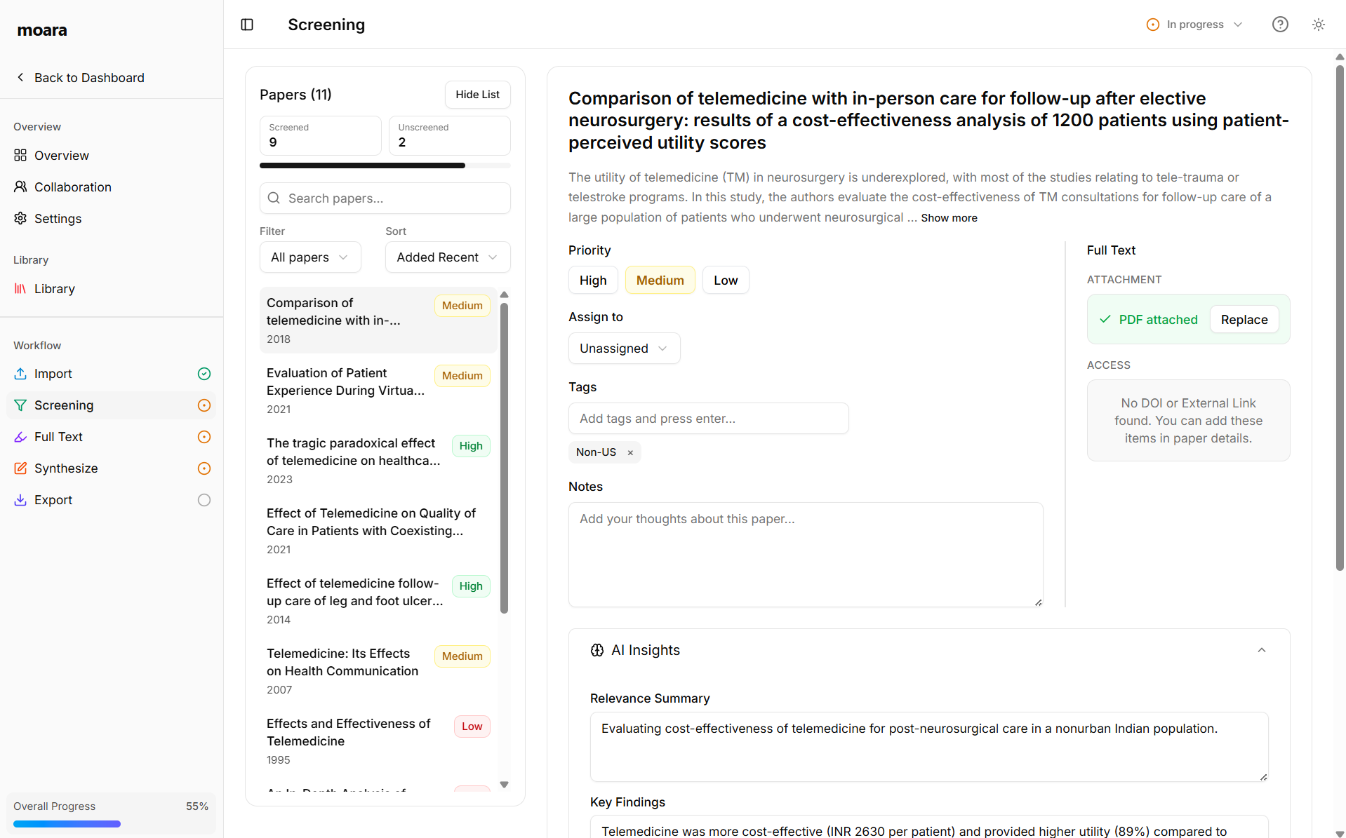 AI-generated relevance summary and prioritization