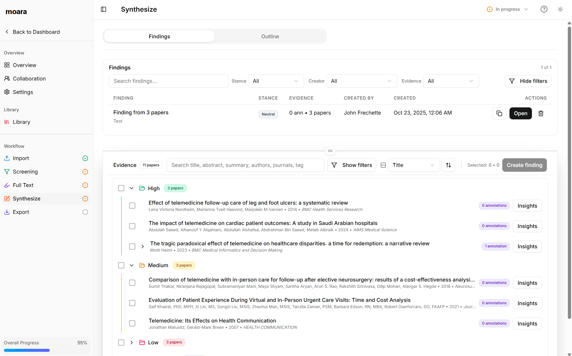 Synthesize page analytics overview